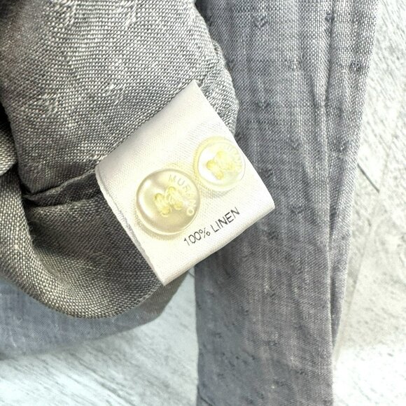 Baird McNutt Murano Shirt Mens Large 100% Linen Gray Long Sleeve Button Front - Picture 3 of 4